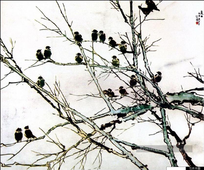 Xu Beihong oiseaux sur branche chinoise traditionnelle Peintures à l'huile